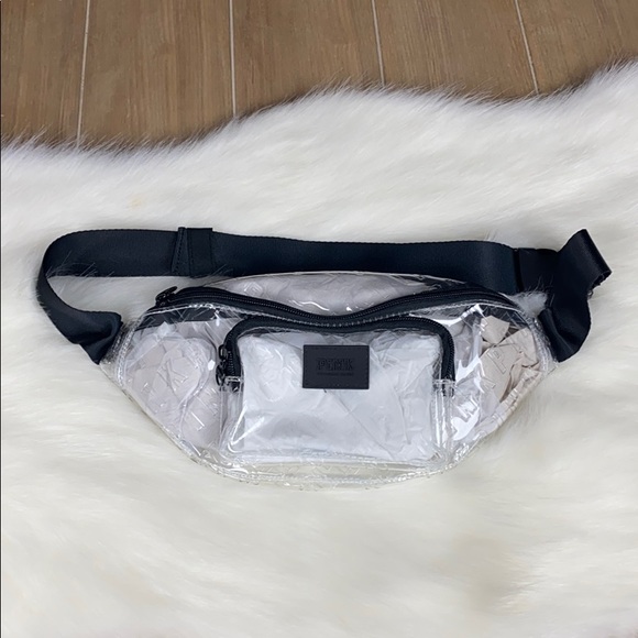 PINK Victoria's Secret Handbags - Victoria Secrets Pink Clear Fanny w Black Trim